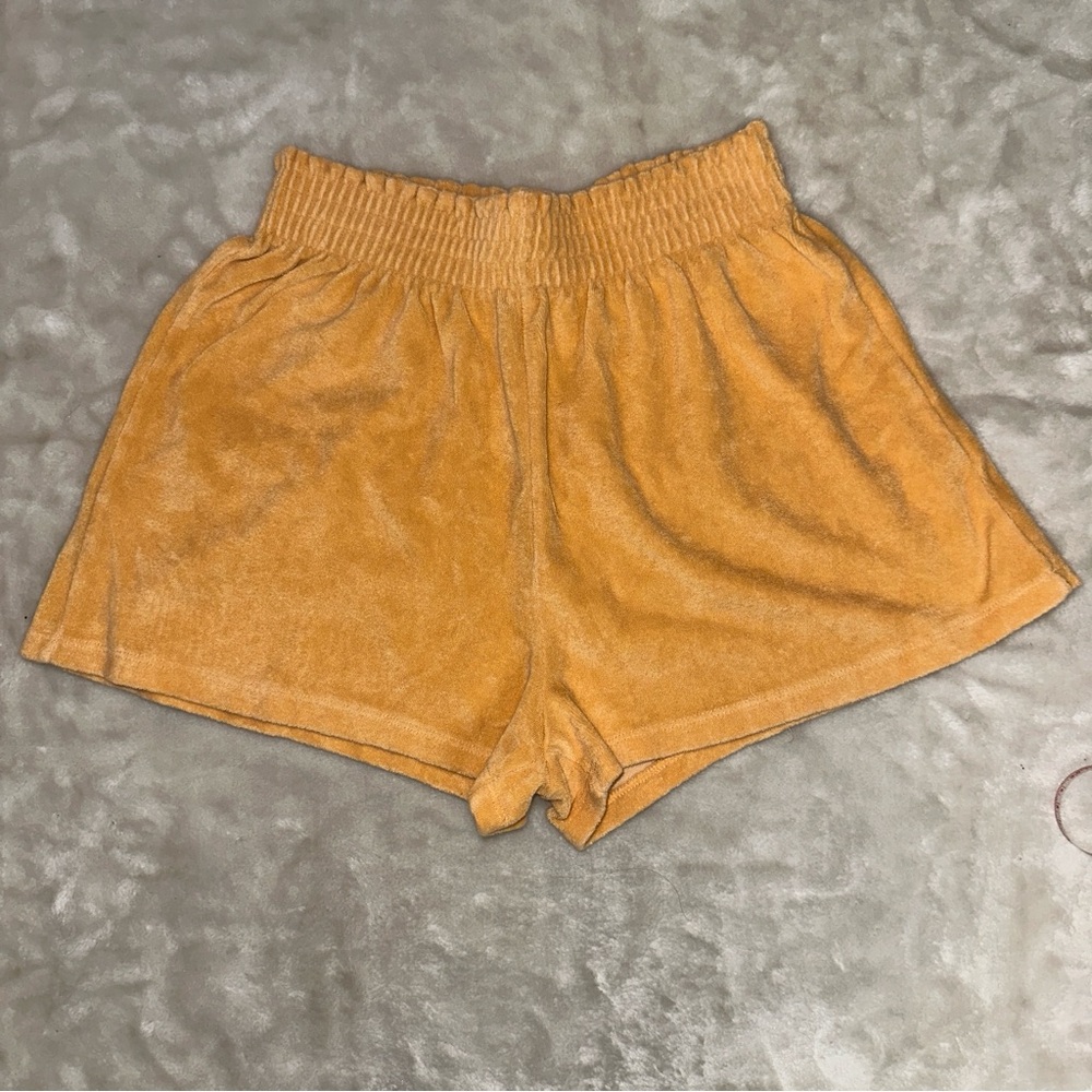 H&M Orange Terrycloth High Waist Shorts Size Small